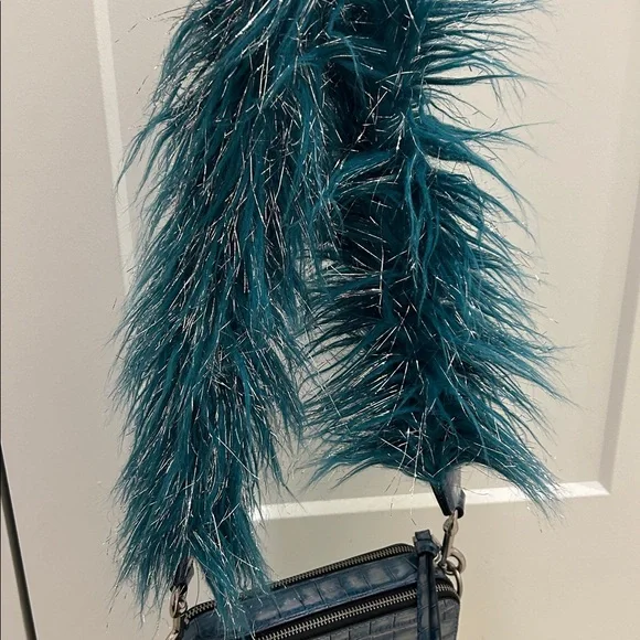 Marc Jacobs (NWT) Snapshot Camera Bag in Blue Croc-Embossed Leather & Faux-Fur - Picture 10 of 17